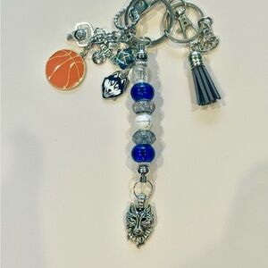 UConn Huskies Beaded Keychain with Charms